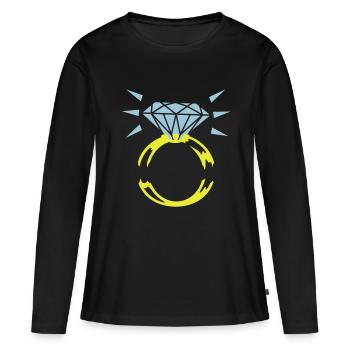Diamantring / diamond ring (2c) - Frauen Premium Bio Langarmshirt - Schwarz - Vorne - Julia (174cm)