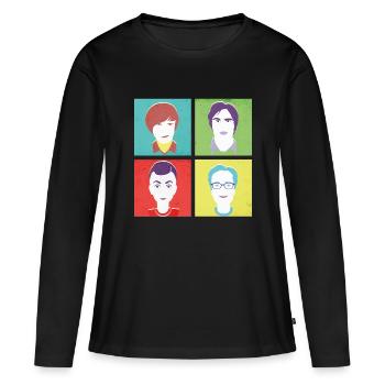 The Big Bang Theory Pop Art Têtes Geek - T-shirt manches longues Premium bio Femme - noir - Devant - Julia (174cm)