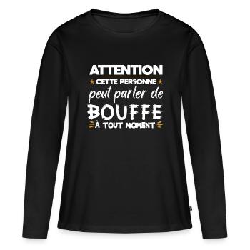 Bouffe manger nourriture cadeau drôle - T-shirt manches longues Premium bio Femme - noir - Devant - Julia (174cm)
