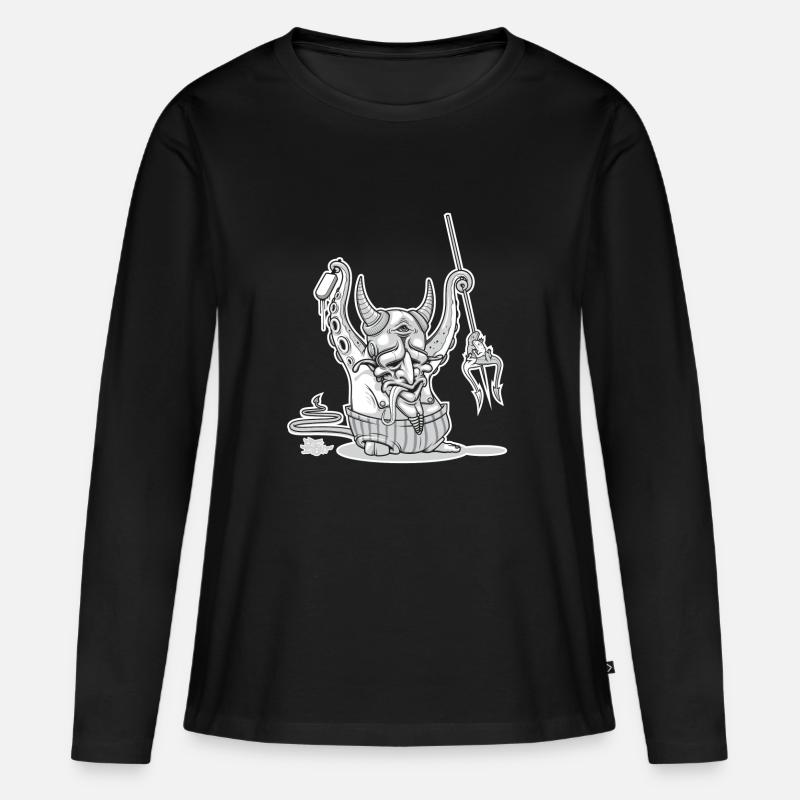 cool devil - Frauen Premium Bio Langarmshirt - Schwarz