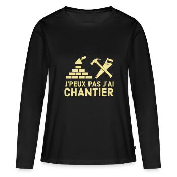 Chantier - T-shirt manches longues Premium bio Femme - noir - Devant - Julia (174cm)