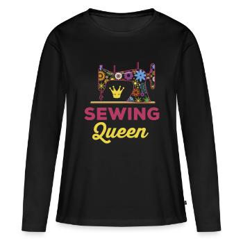 Sewing Queen Sewing Queen Gift - Women's Premium Organic Long Sleeve Shirt - black - Front - Julia (174cm)