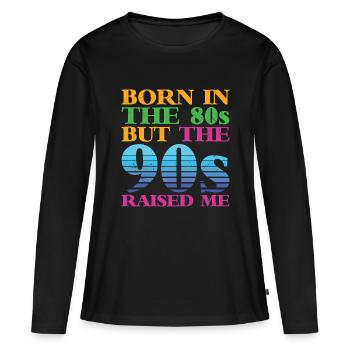 90er Jahre Neunziger Mottoparty Retro - Frauen Premium Bio Langarmshirt - Schwarz - Vorne - Julia (174cm)