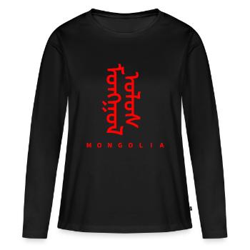 Mongolei Mongolisch Sprache - Frauen Premium Bio Langarmshirt - Schwarz - Vorne - Julia (174cm)