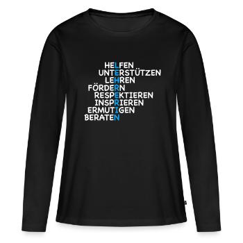 Lehrerin ist mehr als ein Beruf - Frauen Premium Bio Langarmshirt - Schwarz - Vorne - Julia (174cm)