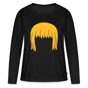 Tête Blonde Bob Coiffure Bob - T-shirt manches longues Premium bio Femme - noir - Devant - Julia (174cm)