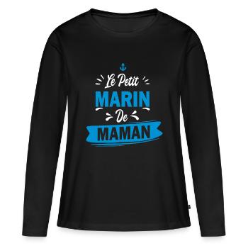 Le petit marin de maman / humour enfant bébé - T-shirt manches longues Premium bio Femme - noir - Devant - Julia (174cm)