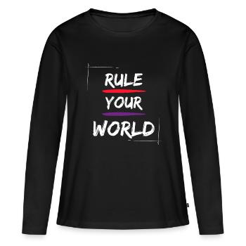 Rule your World - Frauen Premium Bio Langarmshirt - Schwarz - Vorne - Julia (174cm)