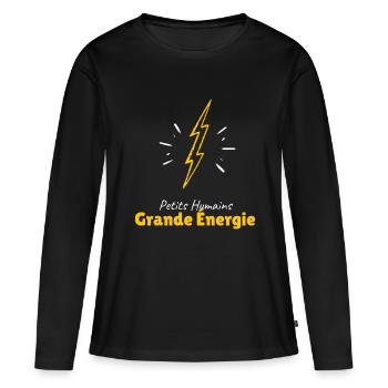 Original concept - T-shirt manches longues Premium bio Femme - noir - Devant - Julia (174cm)