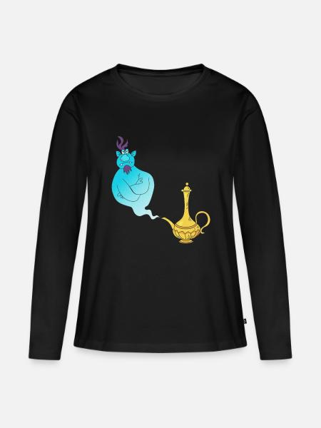Gini Wunderlampe Flaschengeist - Frauen Premium Bio Langarmshirt - Schwarz