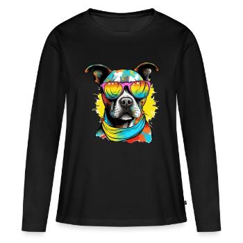 Jok le staff - T-shirt manches longues Premium bio Femme - noir - Devant - Julia (174cm)