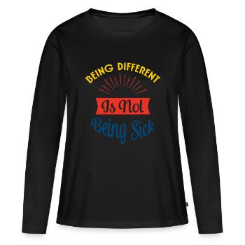Être différent n’est pas malade - T-shirt manches longues Premium bio Femme - noir - Devant - Julia (174cm)