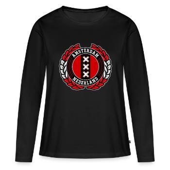 Amsterdam - T-shirt manches longues Premium bio Femme - noir - Devant - Julia (174cm)