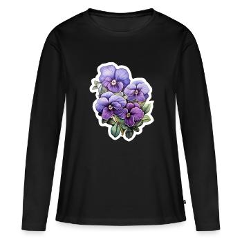 Pensée - T-shirt manches longues Premium bio Femme - noir - Devant - Julia (174cm)