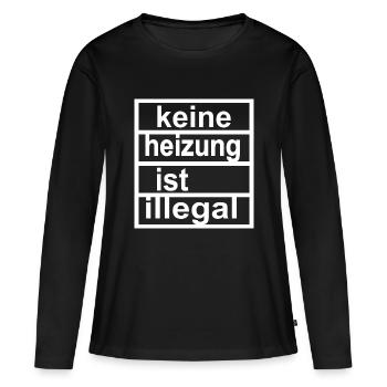 keine heizung ist illegal - Vers.2 - Frauen Premium Bio Langarmshirt - Schwarz - Vorne - Julia (174cm)