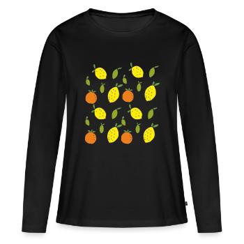 Oranges, citrons, citrons verts - T-shirt manches longues Premium bio Femme - noir - Devant - Julia (174cm)