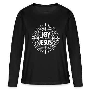 La joie en Jésus - T-shirt manches longues Premium bio Femme - noir - Devant - Julia (174cm)