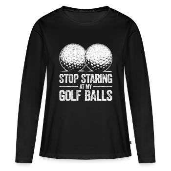 S’il vous plaît, ne regardez pas mes balles de golf - T-shirt manches longues Premium bio Femme - noir - Devant - Julia (174cm)
