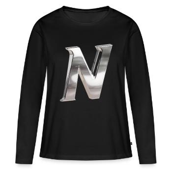 Chrome ,, N " Métallisé - T-shirt manches longues Premium bio Femme - noir - Devant - Julia (174cm)