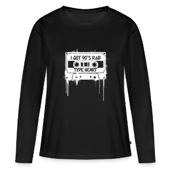 Amour R&B des années 90 – Le cœur battant - T-shirt manches longues Premium bio Femme - noir - Devant - Julia (174cm)