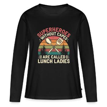 Héroïnes de la pause déjeuner - T-shirt manches longues Premium bio Femme - noir - Devant - Julia (174cm)