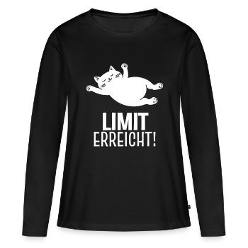 Kawaii Katze - Limit erreicht! - Frauen Premium Bio Langarmshirt - Schwarz - Vorne - Julia (174cm)