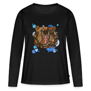Géométrie de l’ours - T-shirt manches longues Premium bio Femme - noir - Devant - Julia (174cm)