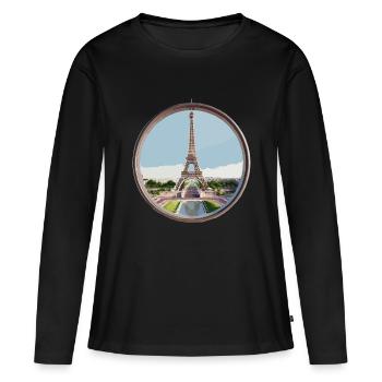 Tour Eiffel - T-shirt manches longues Premium bio Femme - noir - Devant - Julia (174cm)