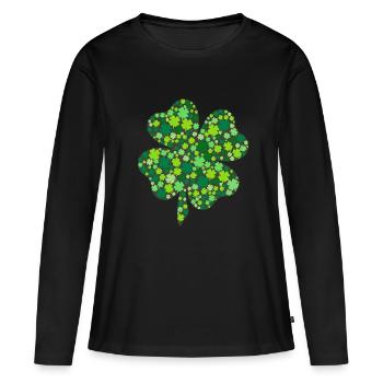 Trèfle d’Irlande - T-shirt manches longues Premium bio Femme - noir - Devant - Julia (174cm)