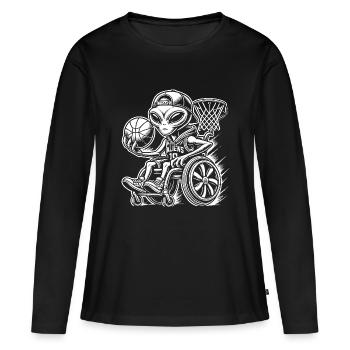Basketball en fauteuil roulant - T-shirt manches longues Premium bio Femme - noir - Devant - Julia (174cm)
