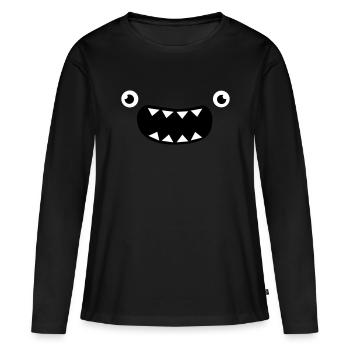 Funny Monster Face - T-shirt manches longues Premium bio Femme - noir - Devant - Julia (174cm)