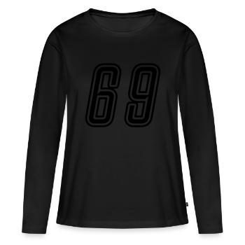 69 Numéro de numéro - T-shirt manches longues Premium bio Femme - noir - Devant - Julia (174cm)