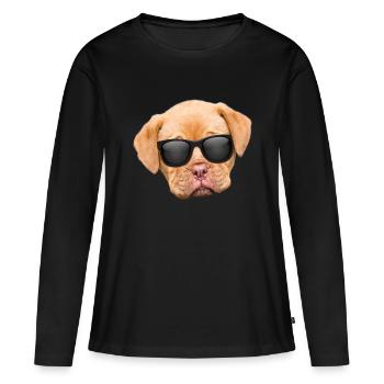 Chien avec des lunettes de soleil - chiot - T-shirt manches longues Premium bio Femme - noir - Devant - Julia (174cm)
