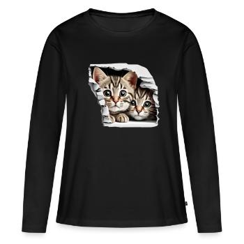 Adorable little cats meow Funny gifts - Women's Premium Organic Long Sleeve Shirt - black - Front - Julia (174cm)