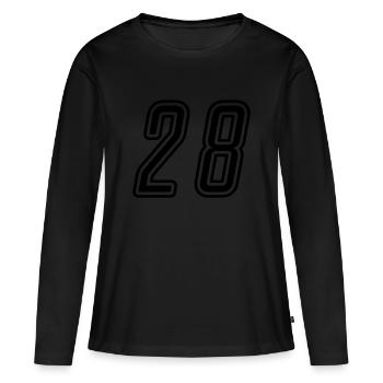 28 Numéro de numéro - T-shirt manches longues Premium bio Femme - noir - Devant - Julia (174cm)