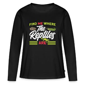 Reptiles Reptile Lovers Lézards Cadeau - T-shirt manches longues Premium bio Femme - noir - Devant - Julia (174cm)