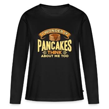 Pfannkuchen Liebhaber Pfannkuchen Pfannkuchen Tag - Frauen Premium Bio Langarmshirt - Schwarz - Vorne - Julia (174cm)