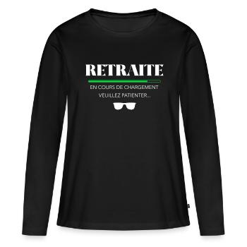 Retraite en cours de chargement - T-shirt manches longues Premium bio Femme - noir - Devant - Julia (174cm)