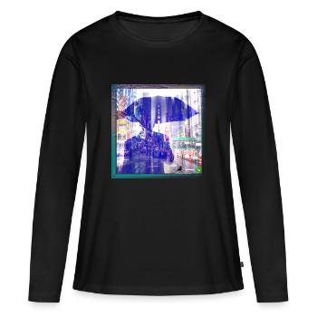 Les illusions d'optique - T-shirt manches longues Premium bio Femme - noir - Devant - Julia (174cm)