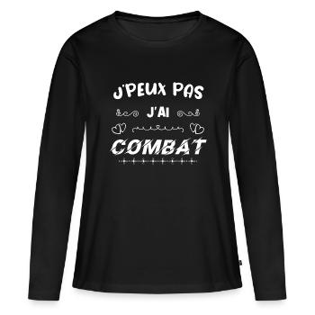 J PEUX PAS J'AI COMBAT - T-shirt manches longues Premium bio Femme - noir - Devant - Julia (174cm)