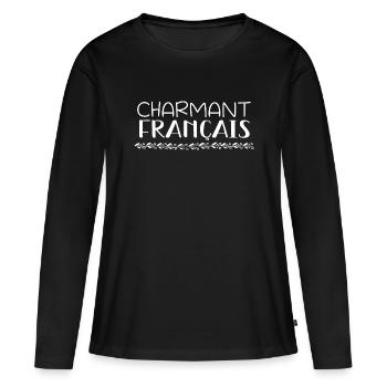 Charmant français - T-shirt manches longues Premium bio Femme - noir - Devant - Julia (174cm)