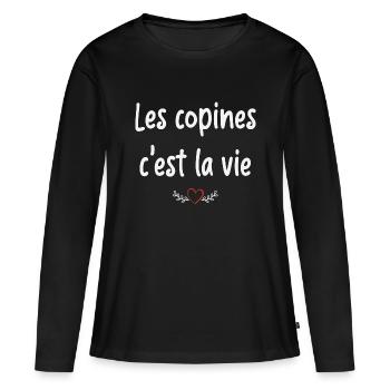 Les copines t shirt humour cadeau noel - T-shirt manches longues Premium bio Femme - noir - Devant - Julia (174cm)