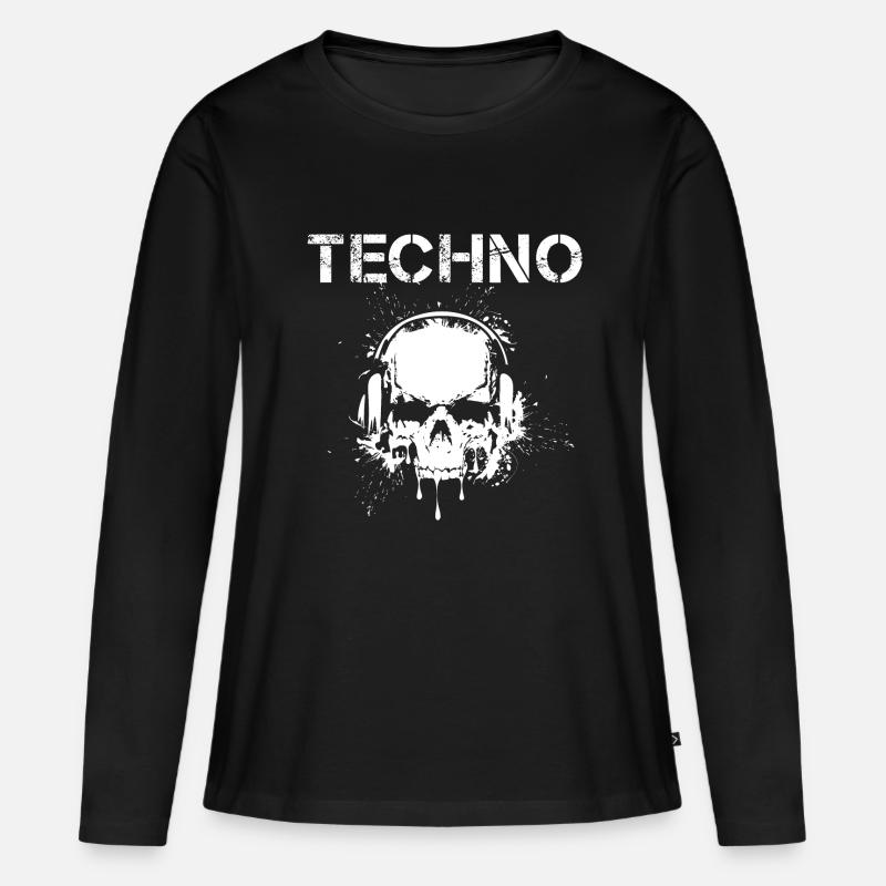 Hardstyle Techno - Frauen Premium Bio Langarmshirt - Schwarz