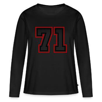 71 Numéro de numéro - T-shirt manches longues Premium bio Femme - noir - Devant - Julia (174cm)