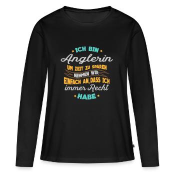 Angeln - Ich bin Anglerin - Frauen Premium Bio Langarmshirt - Schwarz - Vorne - Julia (174cm)