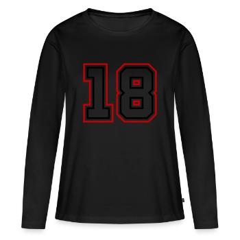 18 Numéro de numéro - T-shirt manches longues Premium bio Femme - noir - Devant - Julia (174cm)
