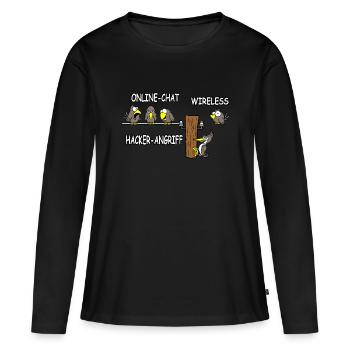 Online Chat wireless Hacker Angriff - Frauen Premium Bio Langarmshirt - Schwarz - Vorne - Julia (174cm)