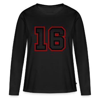 16 Numéro de numéro - T-shirt manches longues Premium bio Femme - noir - Devant - Julia (174cm)