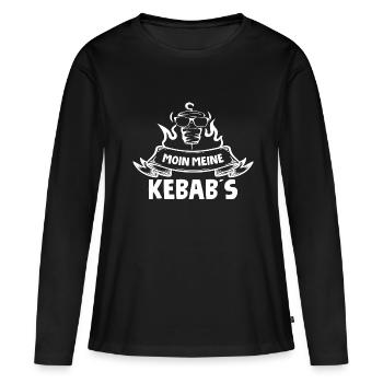 MOIN MEINE KEBAB´S - Döner Kebab Spruch - Frauen Premium Bio Langarmshirt - Schwarz - Vorne - Julia (174cm)