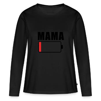 Mom, battery is empty! - Women's Premium Organic Long Sleeve Shirt - black - Front - Julia (174cm)